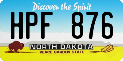 ND license plate HPF876