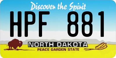 ND license plate HPF881