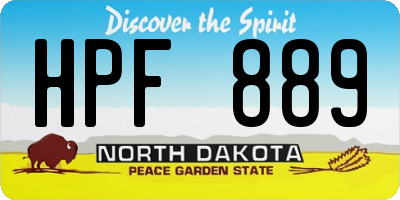 ND license plate HPF889