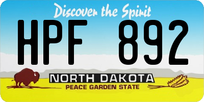 ND license plate HPF892
