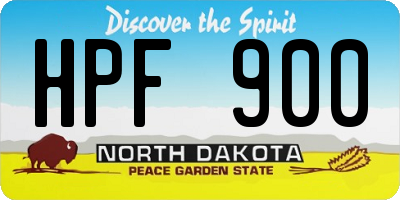 ND license plate HPF900