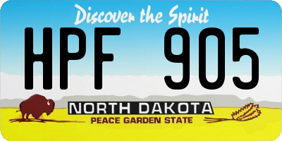 ND license plate HPF905
