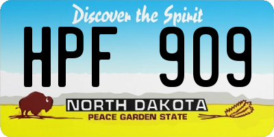 ND license plate HPF909