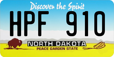 ND license plate HPF910