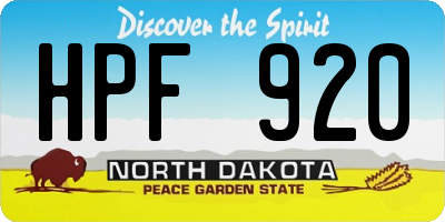 ND license plate HPF920