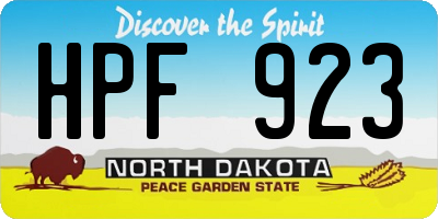 ND license plate HPF923