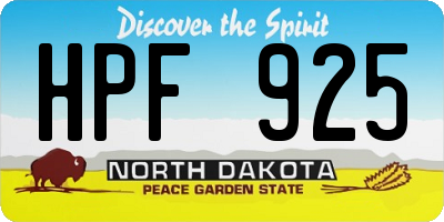 ND license plate HPF925