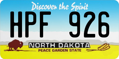 ND license plate HPF926