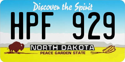 ND license plate HPF929