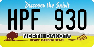 ND license plate HPF930