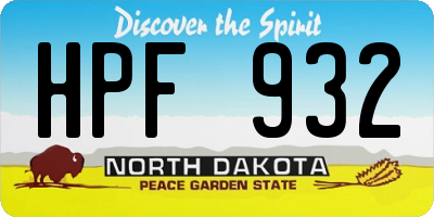 ND license plate HPF932