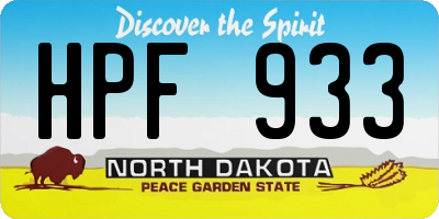 ND license plate HPF933