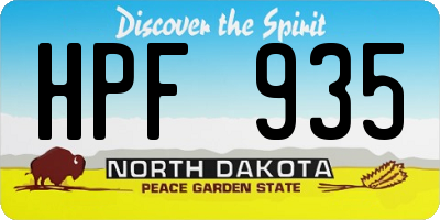 ND license plate HPF935