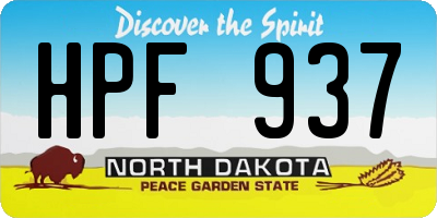 ND license plate HPF937