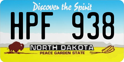 ND license plate HPF938