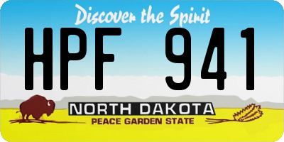 ND license plate HPF941
