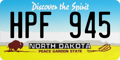 ND license plate HPF945