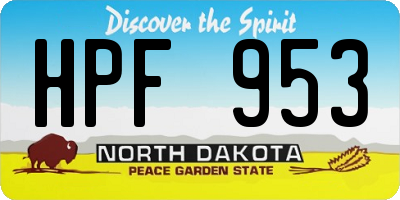 ND license plate HPF953