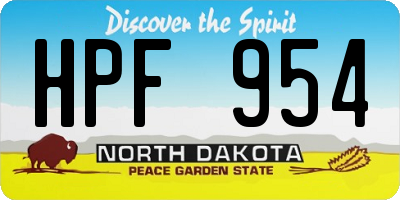 ND license plate HPF954
