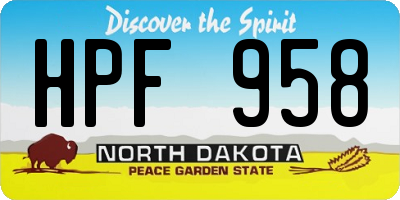 ND license plate HPF958