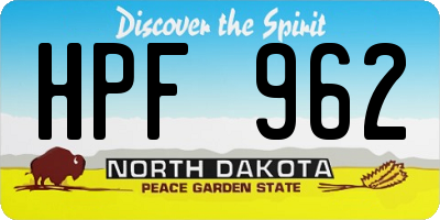ND license plate HPF962