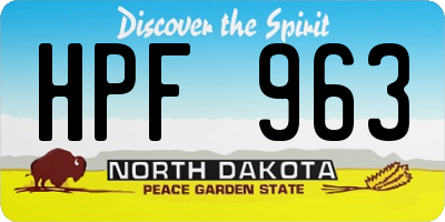 ND license plate HPF963