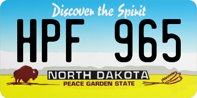 ND license plate HPF965