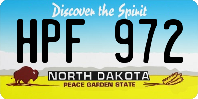 ND license plate HPF972