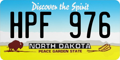 ND license plate HPF976