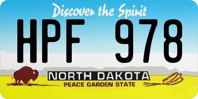 ND license plate HPF978