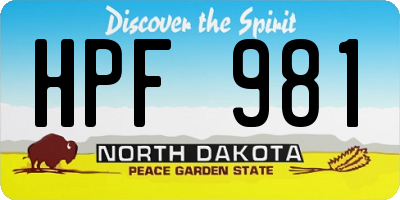ND license plate HPF981