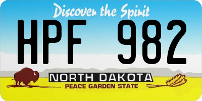 ND license plate HPF982