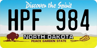 ND license plate HPF984