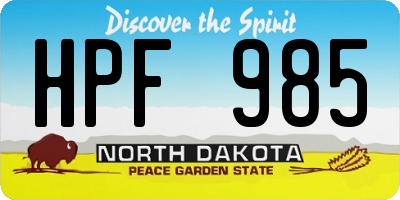 ND license plate HPF985