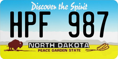 ND license plate HPF987