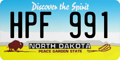 ND license plate HPF991