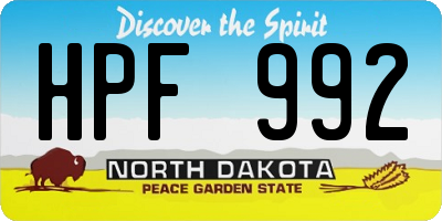 ND license plate HPF992