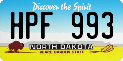 ND license plate HPF993