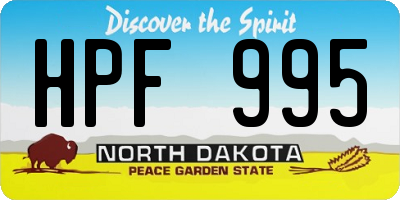 ND license plate HPF995