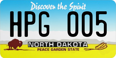 ND license plate HPG005
