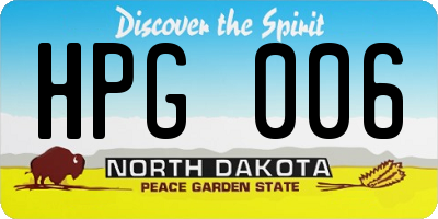 ND license plate HPG006