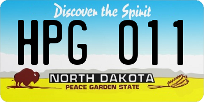 ND license plate HPG011