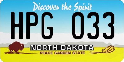 ND license plate HPG033