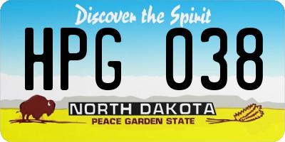 ND license plate HPG038
