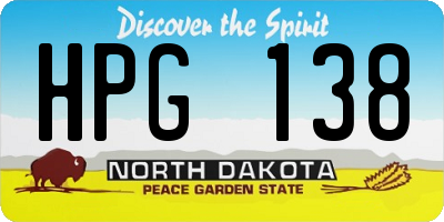 ND license plate HPG138