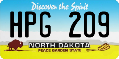 ND license plate HPG209