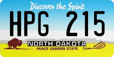 ND license plate HPG215