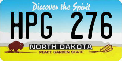 ND license plate HPG276