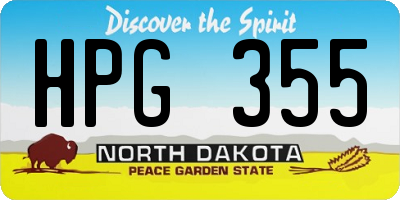 ND license plate HPG355