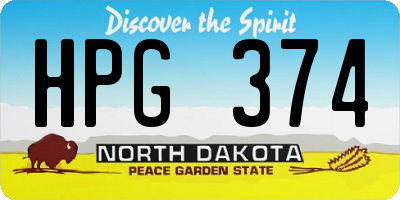 ND license plate HPG374
